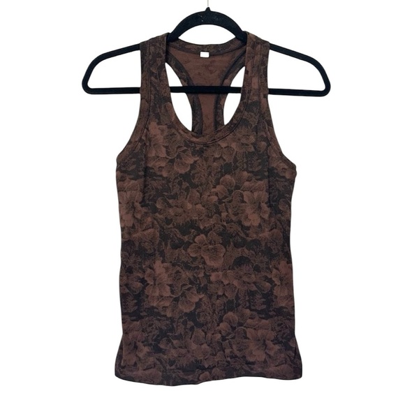 Athleta Momentum Seamless Racerback Tank Top Womens XS Floral Brown - Picture 1 of 5